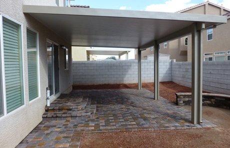 brick paver patio and sturdy patio cover